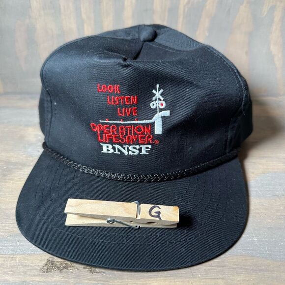 BNSF Look Listen Live Operation Lifesaver Mens YoungAnl Cap Hat Black One Size - Picture 9 of 9